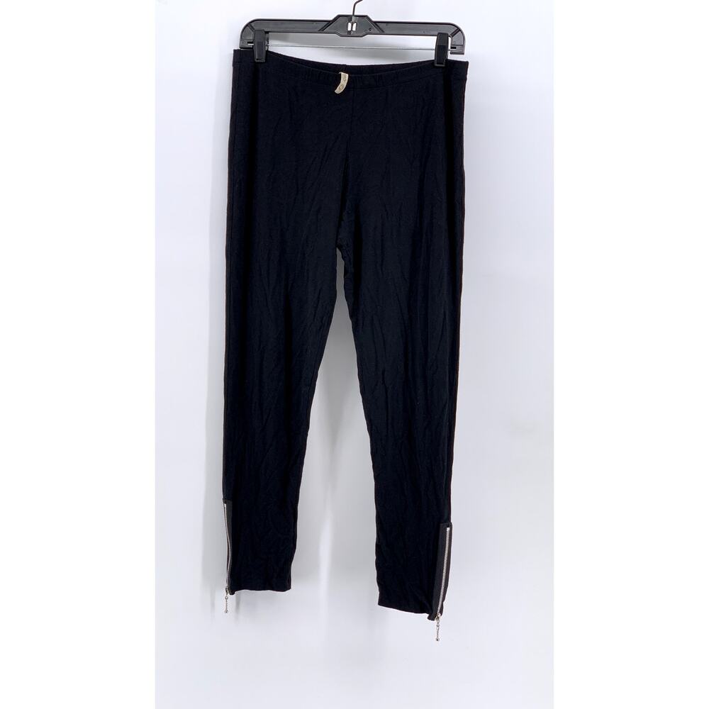 COMFY USA Women's Black Mid-Rise Zipper-Hem Ankle Pants SZ L